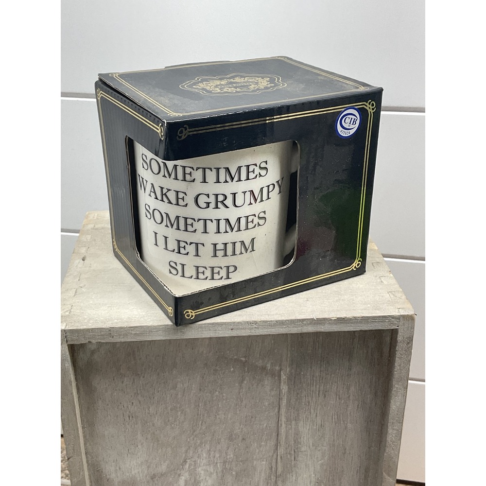 Kent Pottery Sometimes I Wake Grumpy I Let Him Sleep Humorous Coffee Mug NIB